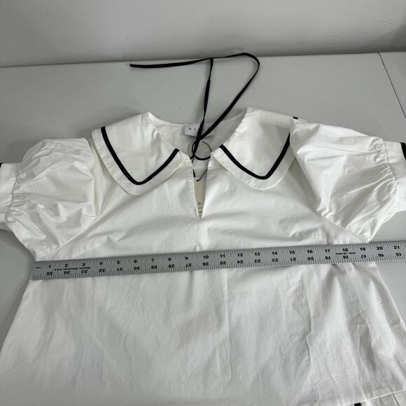 MABLE The Label Dress Womens Medium White Peter Pan Collar Sailor Cottage Preppy - Picture 11 of 14